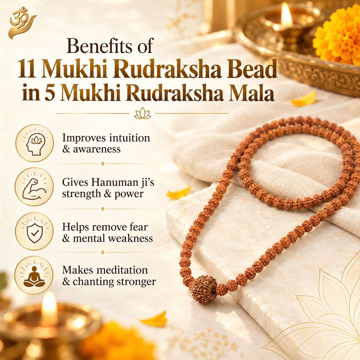 11 Mukhi Rudraksha in 5 Mukhi Mala - Image 9