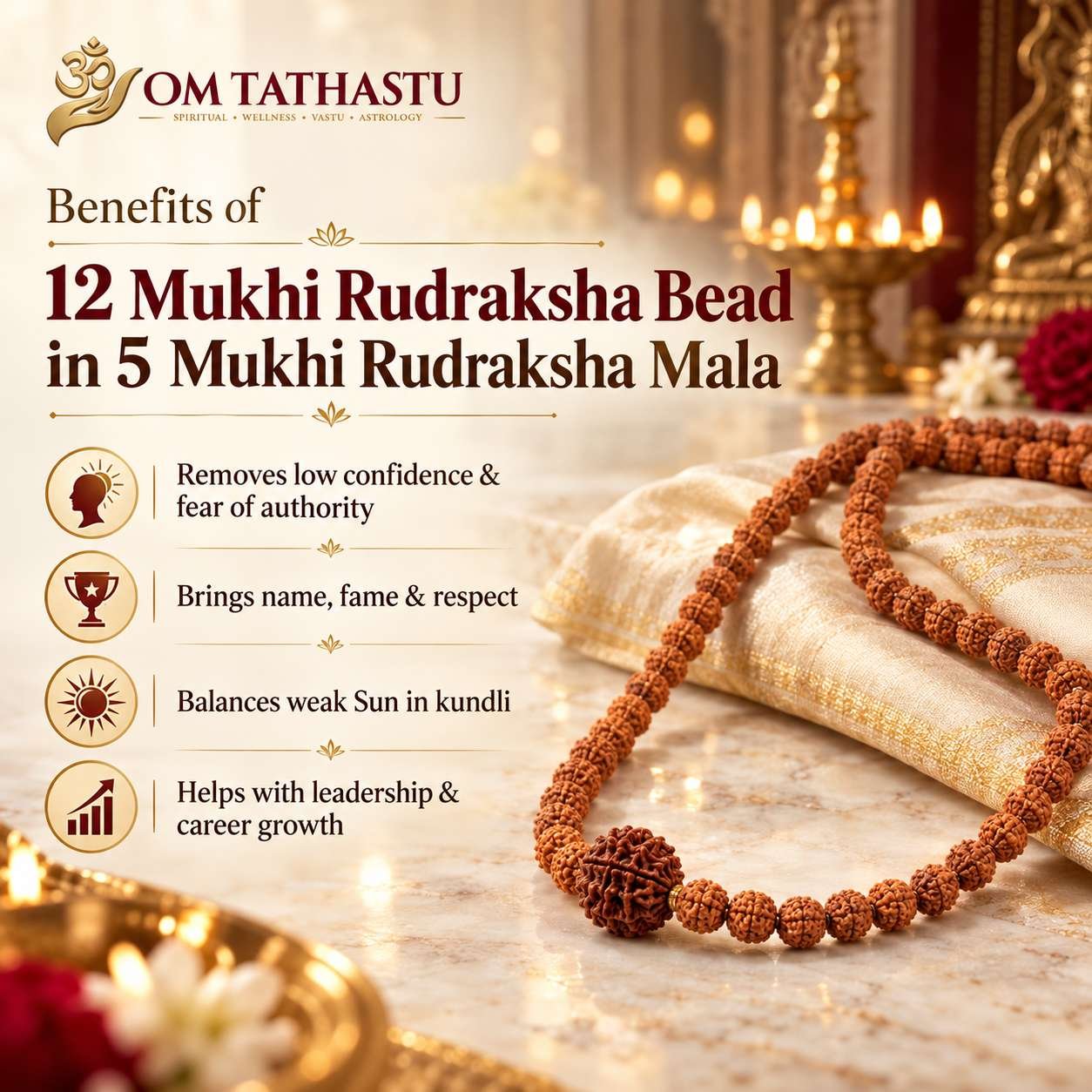 12 Mukhi Rudraksha in 5 Mukhi Mala - Image 3