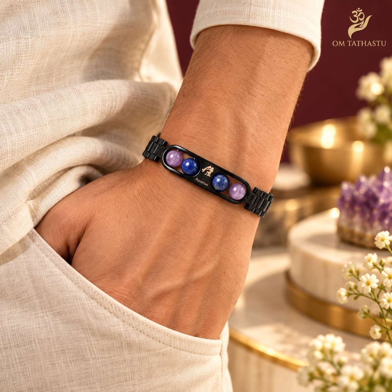 Aquarius Metal Zodiac Bracelet - Image 2