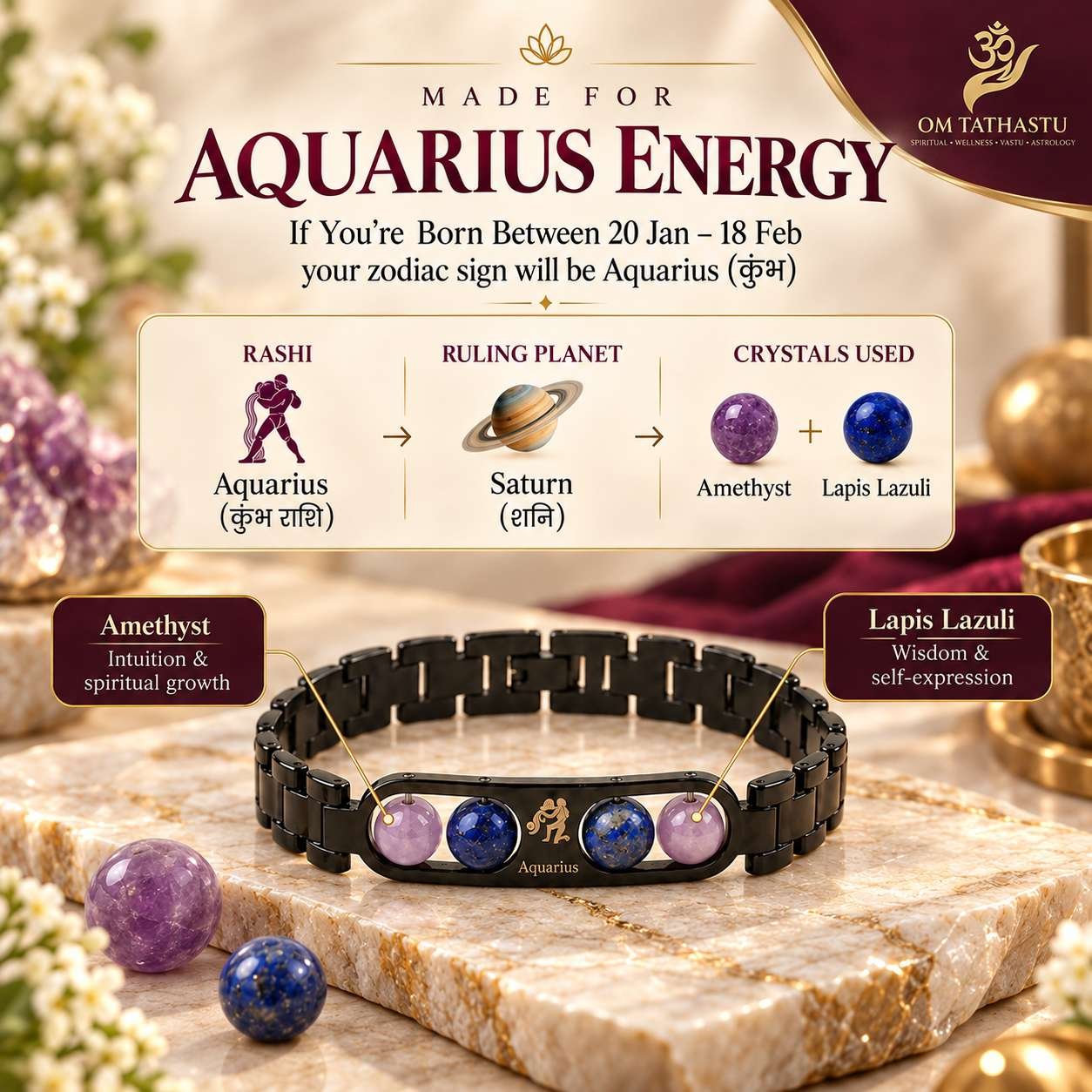 Aquarius Metal Zodiac Bracelet - Image 3