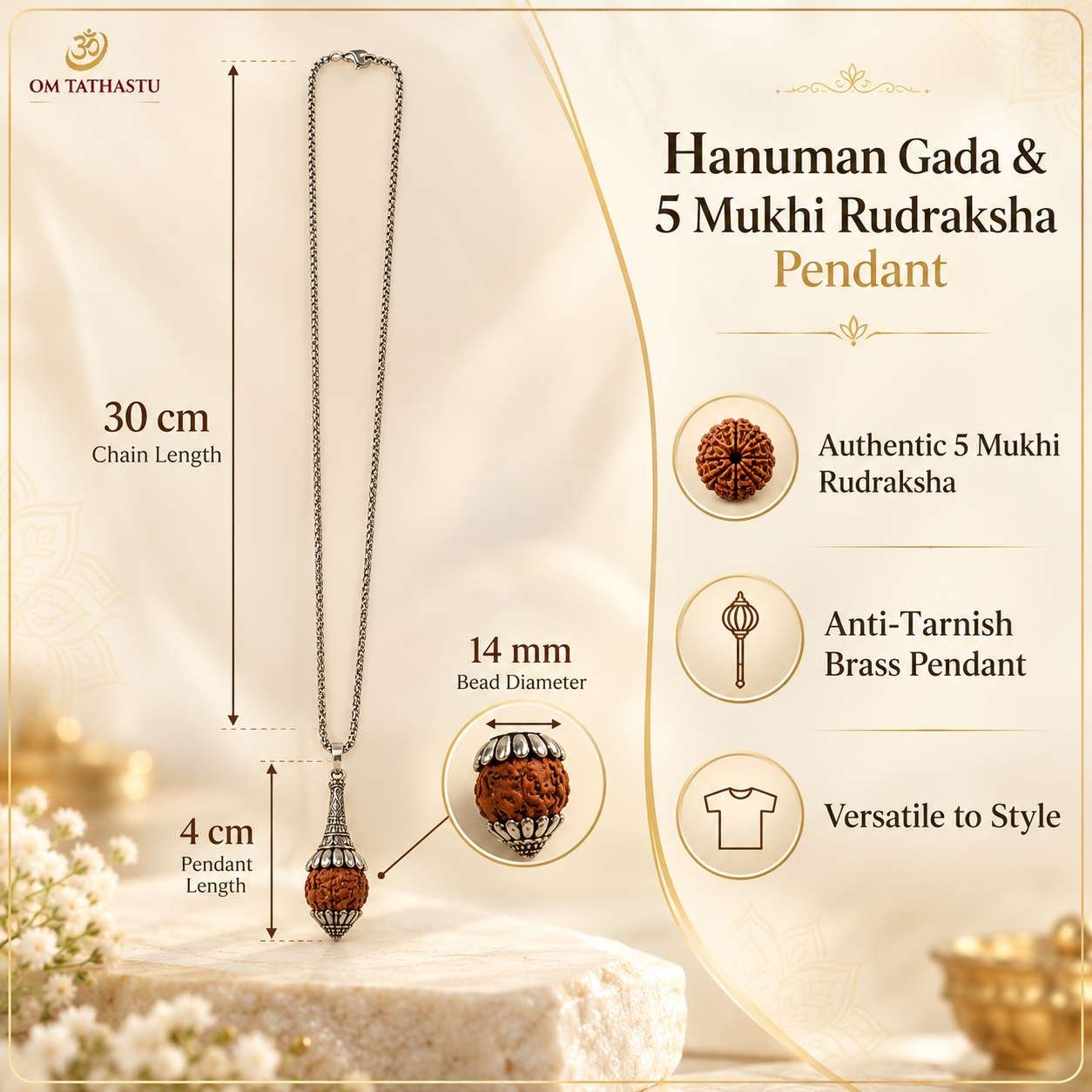 Rudraksha Hanuman Gada Pendant - Image 5