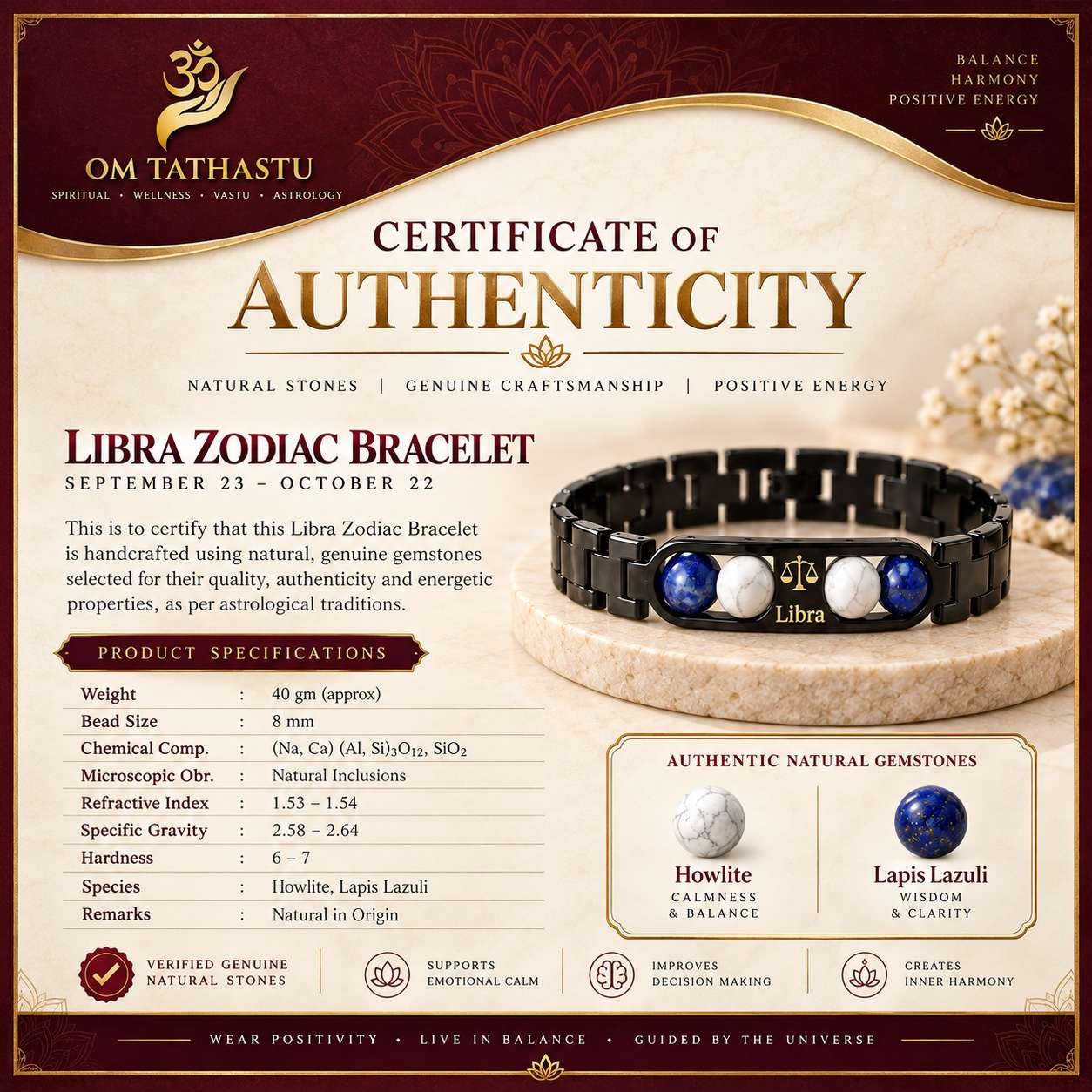 Libra Metal Zodiac Bracelet - Image 7