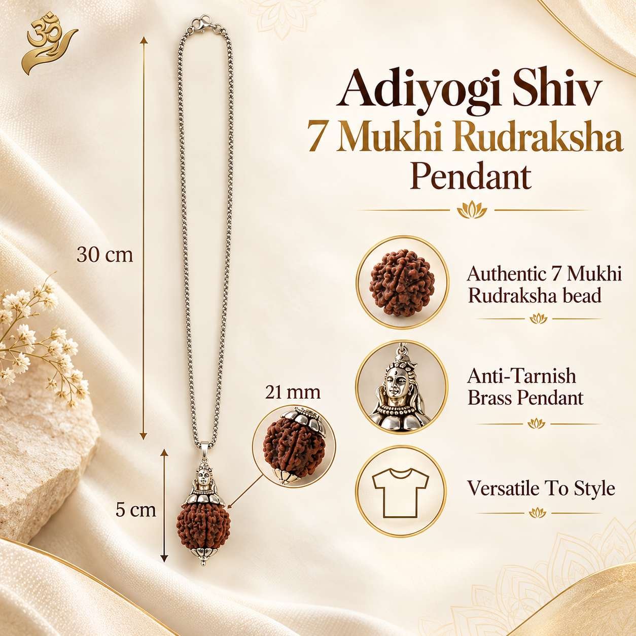 Adiyogi Shiv 7 Mukhi Rudraksha Pendant - Image 6