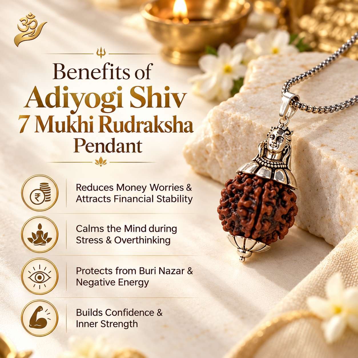 Adiyogi Shiv 7 Mukhi Rudraksha Pendant - Image 8