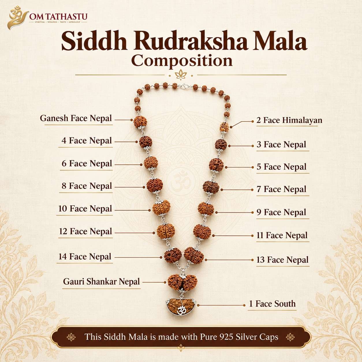 1 to 14 Siddh Mukhi Rudraksha Mala - Image 2